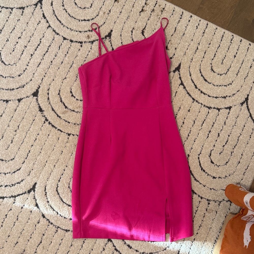 Vibrant Pink One-Shoulder Dress